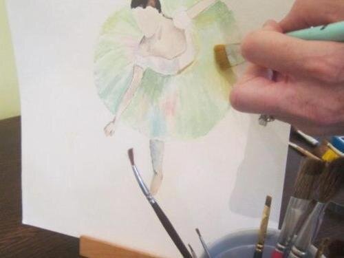 Painting a ballerina in new orleans art class